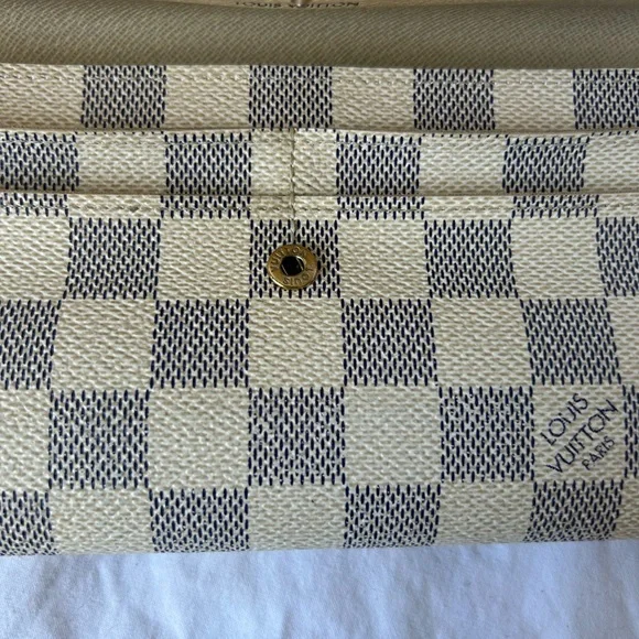 Auth Louis Vuitton Damier Azur Portefeuille Sarah long wallet in box - Picture 6 of 16